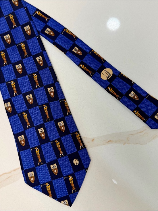 Dunhill Other - Vintage Dunhill London Golf Novelty 100% Silk Toe Blue Check Made in Italy